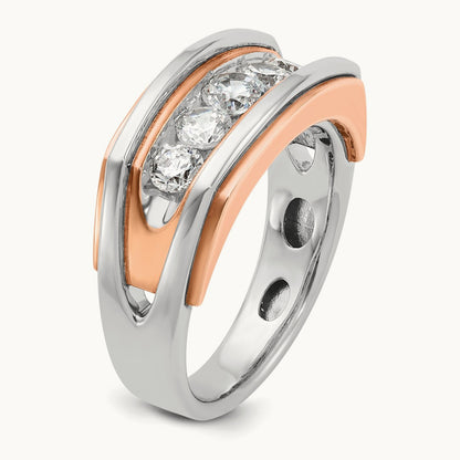 5 Stone Men's Ring, 1.00 ct tw Lab-Grown Diamond