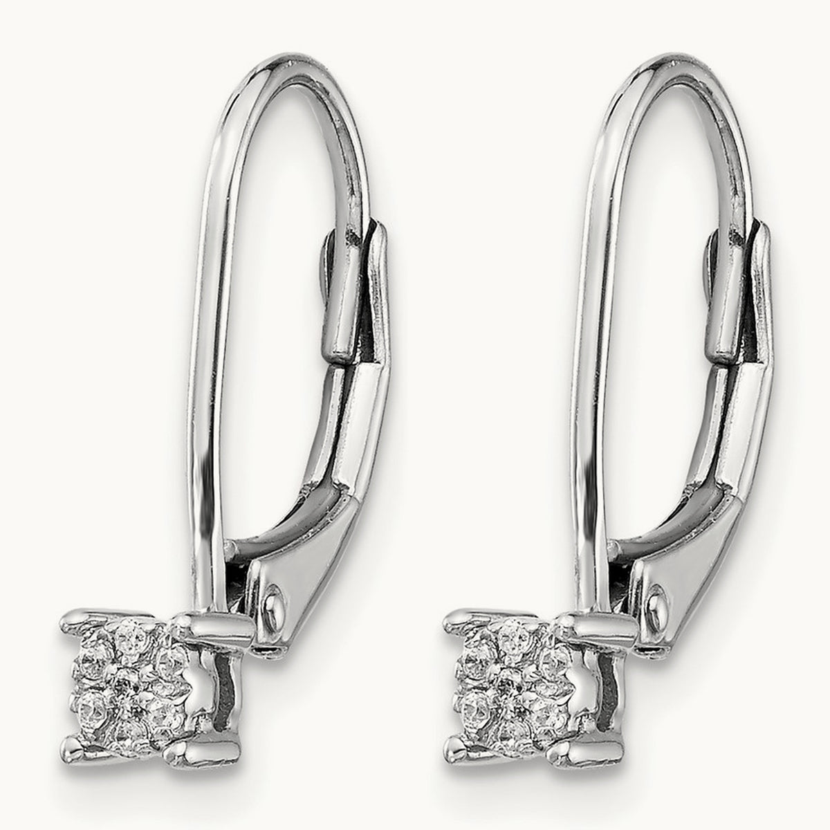 Diamond Cluster Leverback Earrings — 15mm