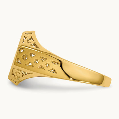 9.5x8. Open Back Signet Ring, 5mm, 14K