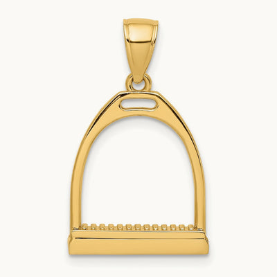 3-D and Polished Large Horse Stirrup Charm, 14K