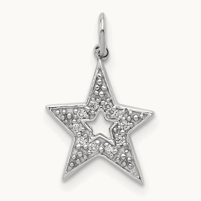 1/20ct. Diamond Star Charm, 14K White Gold