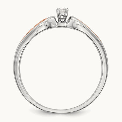 First Promise Comp. Diamond Promise/Eng Ring, 14K White Gold with Rose Gold