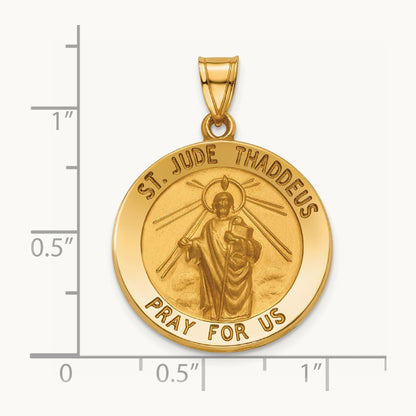 Saint Jude Medal Hollow Pendant, 14K