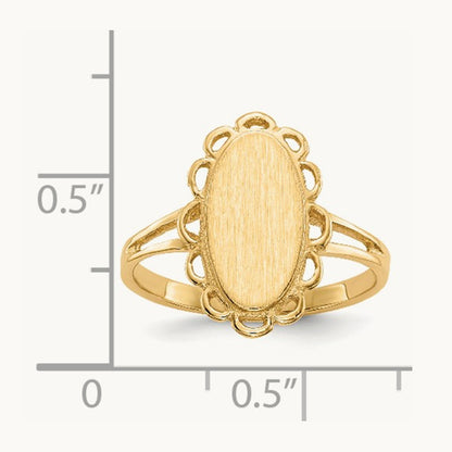7.0x13. Open Back Signet Ring, 0mm, 14K