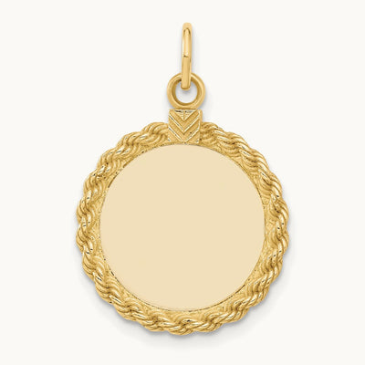 Plain .013 Gauge Circular Engravable Disc with Rope Charm — 27mm