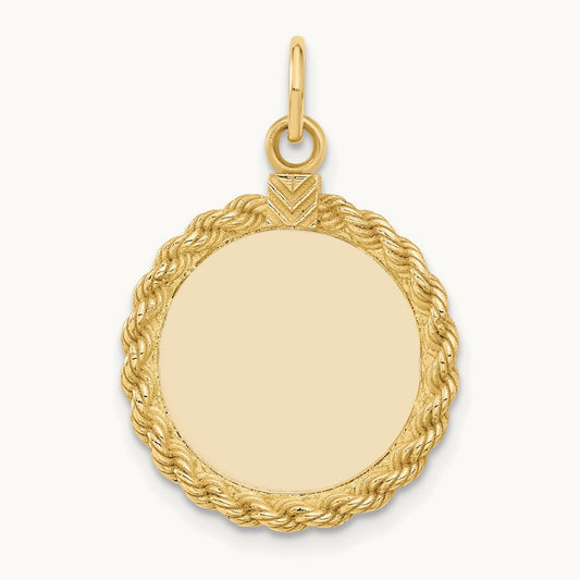 Plain .013 Gauge Circular Engravable Disc with Rope Charm — 27mm