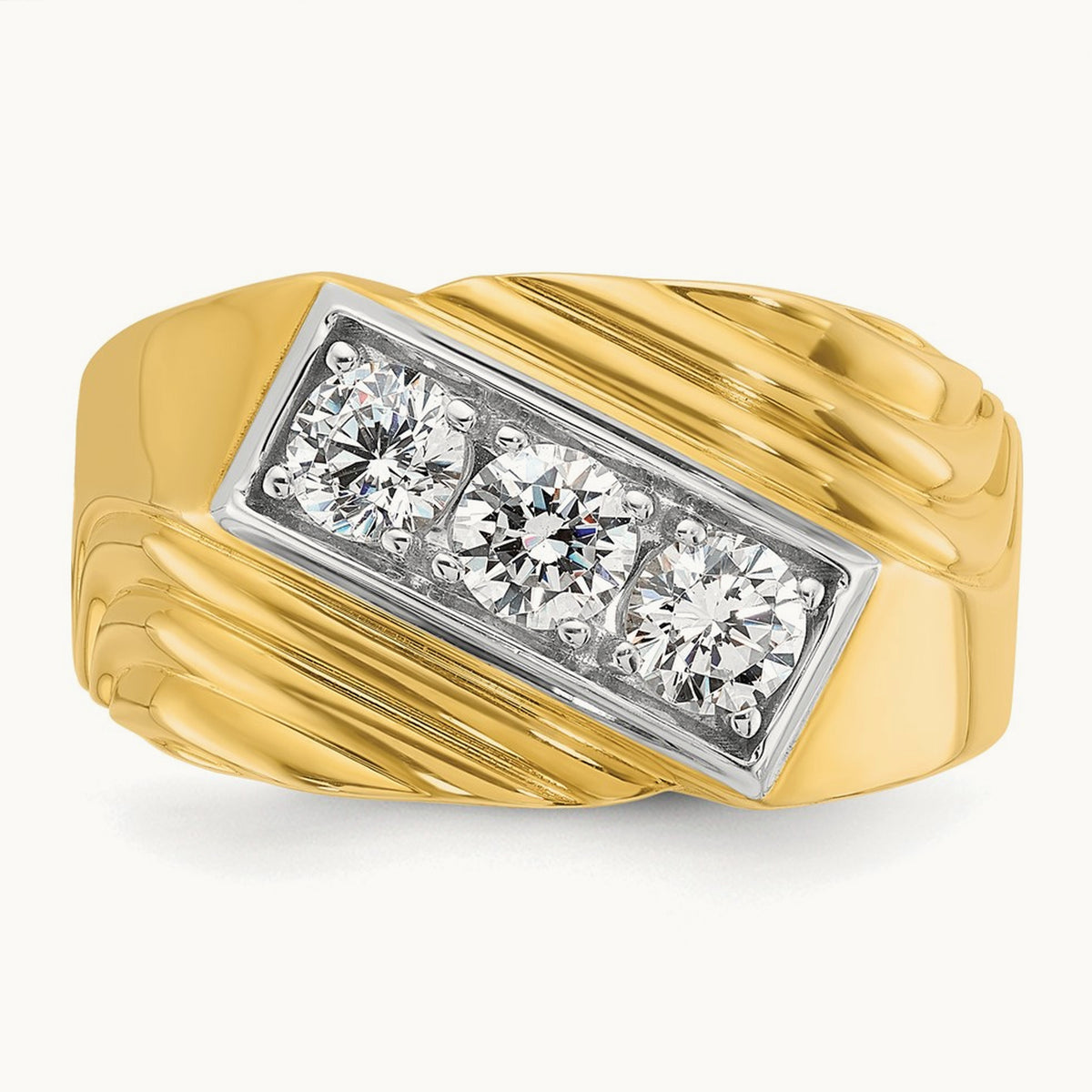 w/ RH IBGoodman Men's Polished & Grooved Diamond Ring — photo set
