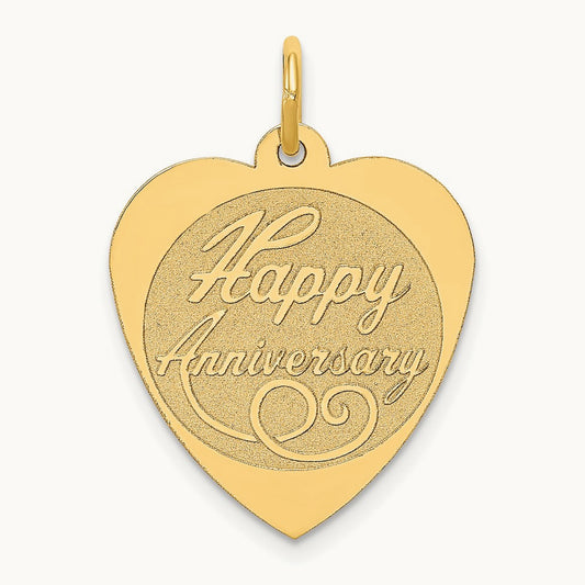 HAPPY ANNIVERSARY Heart Charm, 14K