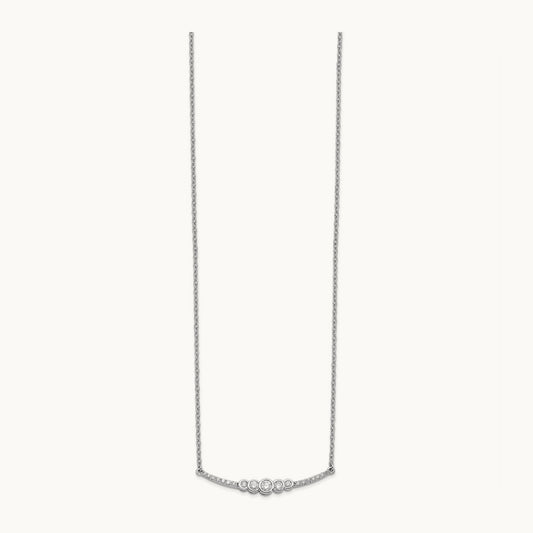 Polished Diamond Bezel Set Bar 18in Necklace, 14K White Gold