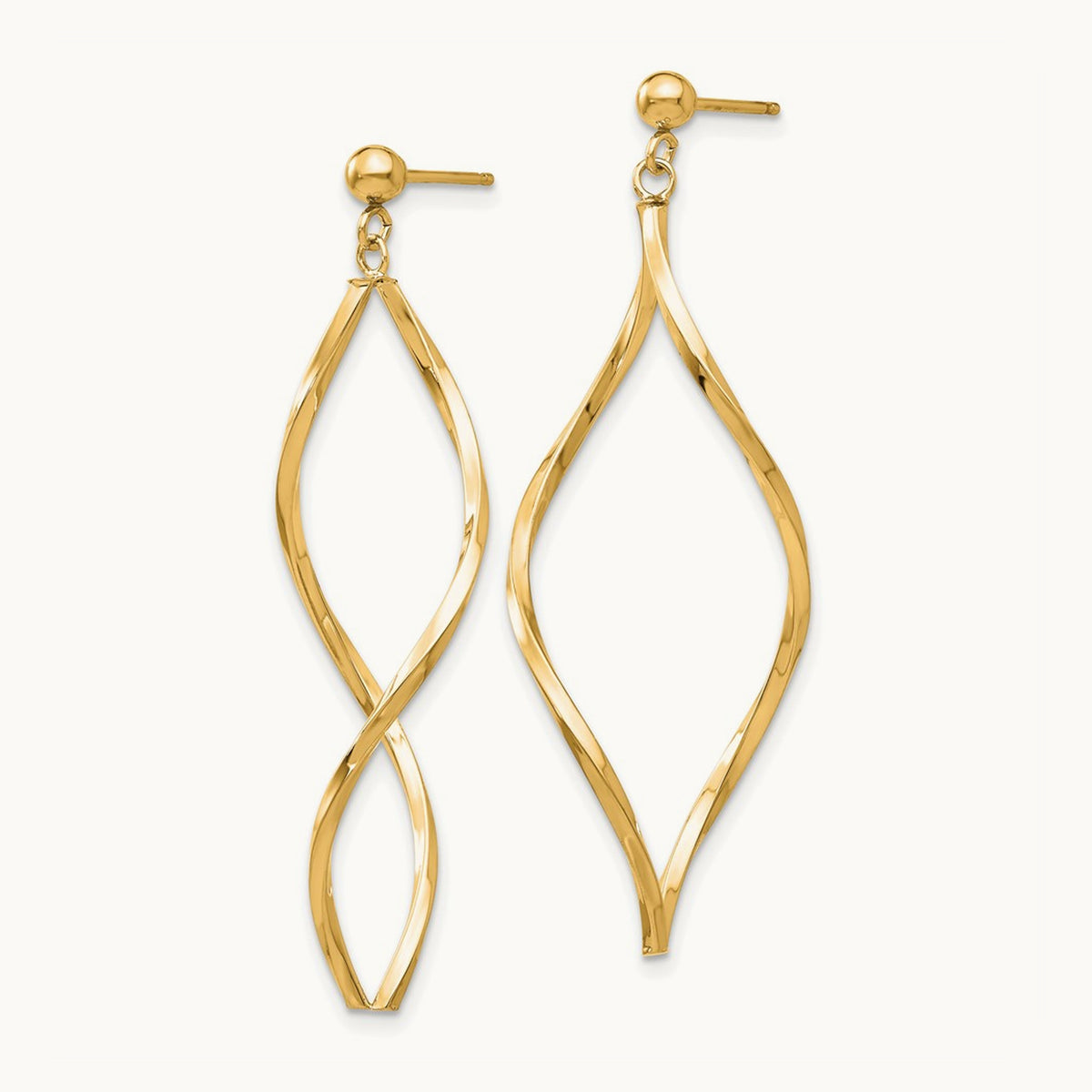 Twisted Post Dangle Earrings — 14K Yellow Gold