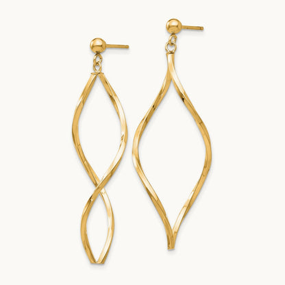 Twisted Post Dangle Earrings — 14K Yellow Gold