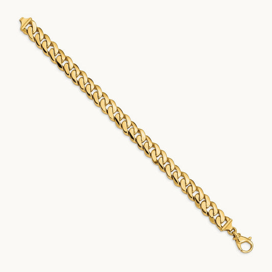 Hand Polished Fancy Link Bracelet, 10.75mm, 14K