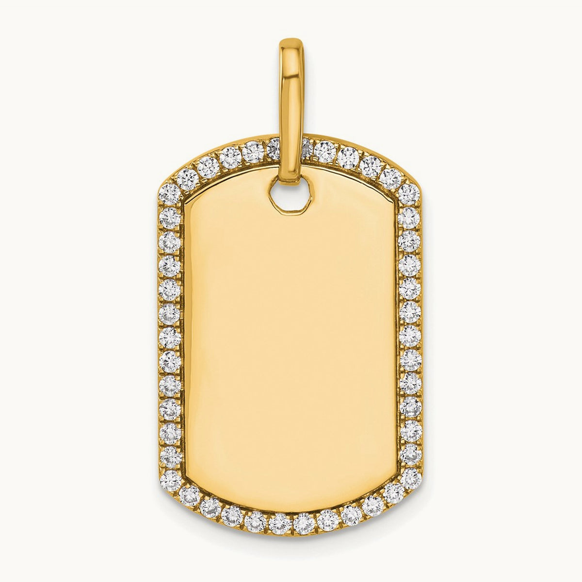 Personalized Diamond Dog Tag Charm — 14K Yellow Gold