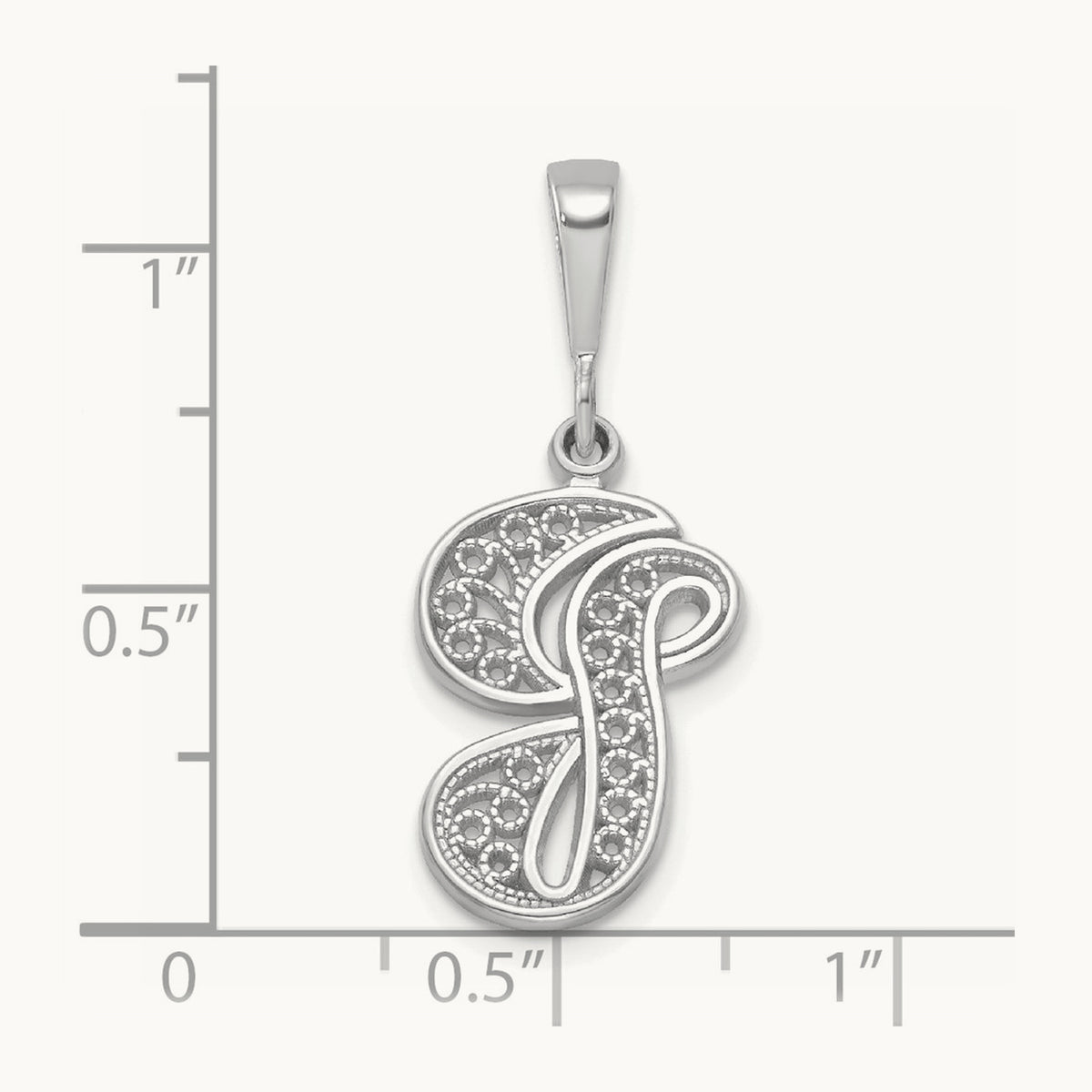 Solid Polished Script Filigree Initial Pendant — G