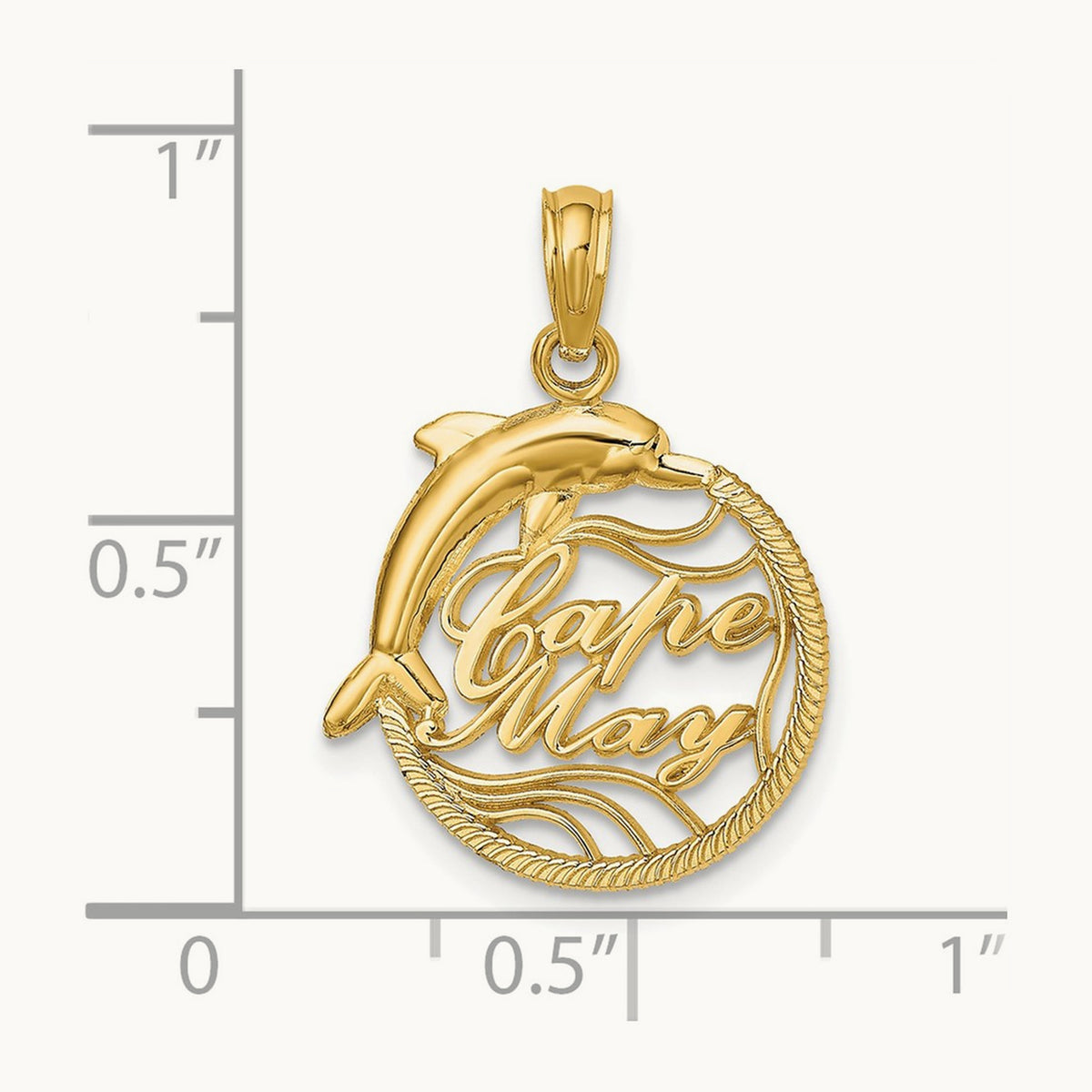 CAPE MAY w/ Dolphin Charm, 14K