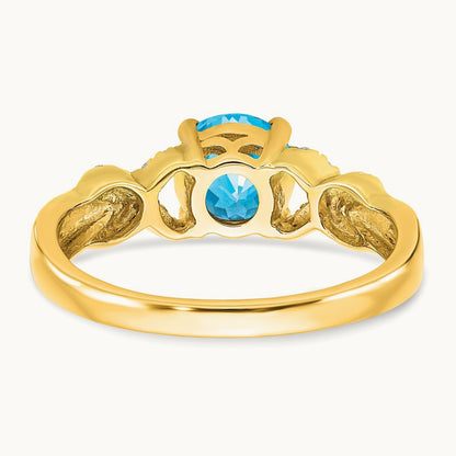 Blue Topaz and Diamond Ring, 14K Two-tone