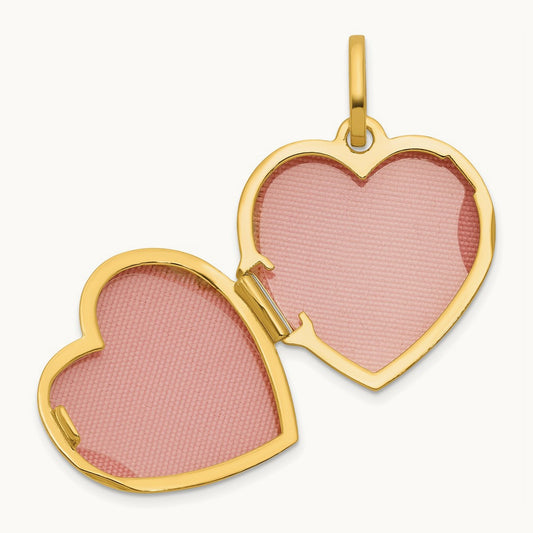 Polished with Border Heart Locket — 18mm