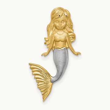 w/White Rhodium Brushed Diamond-Cut Mermaid Chain Slide, 14K