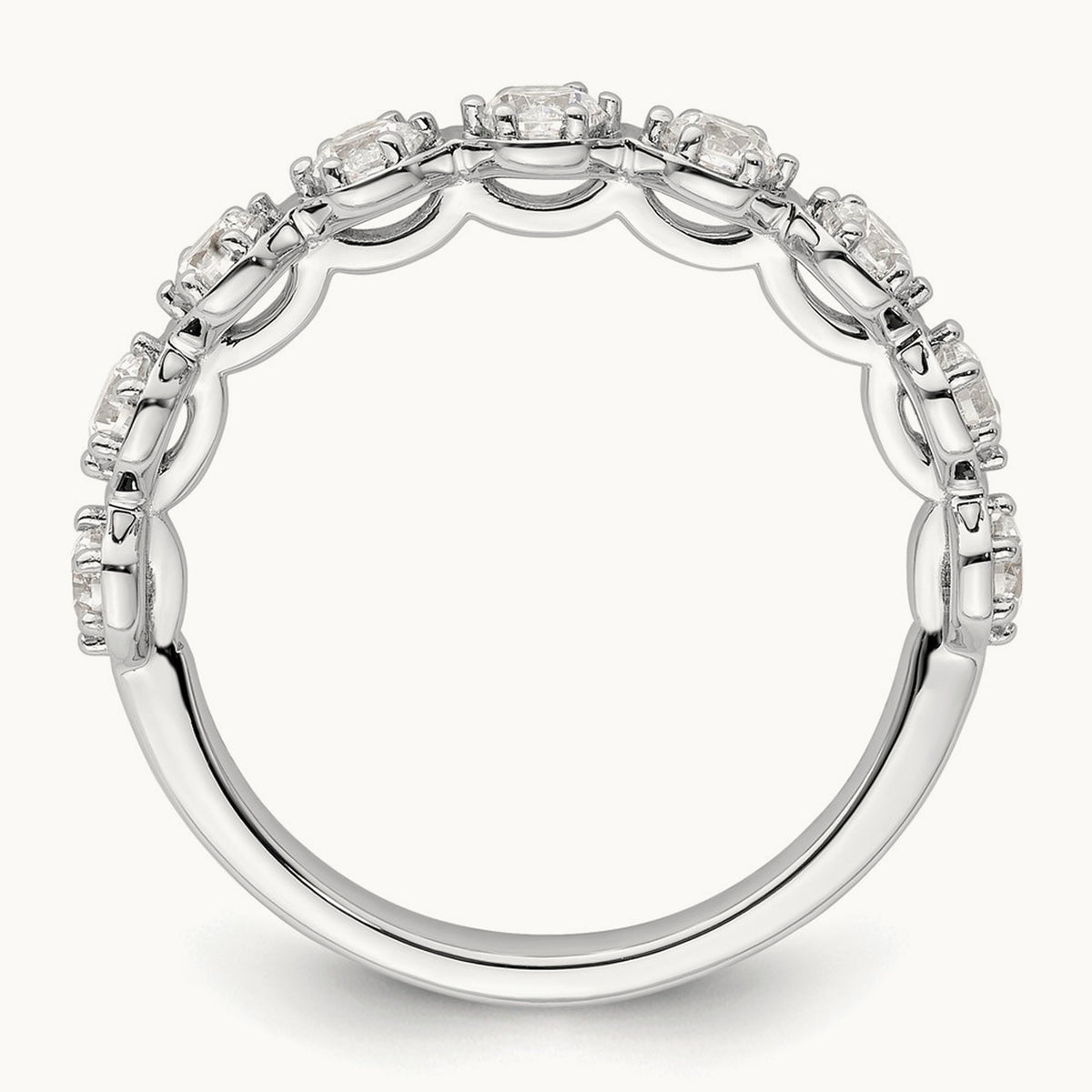 Hexagon Setting Wedding Band, 0.75 ct tw — 14K White Gold