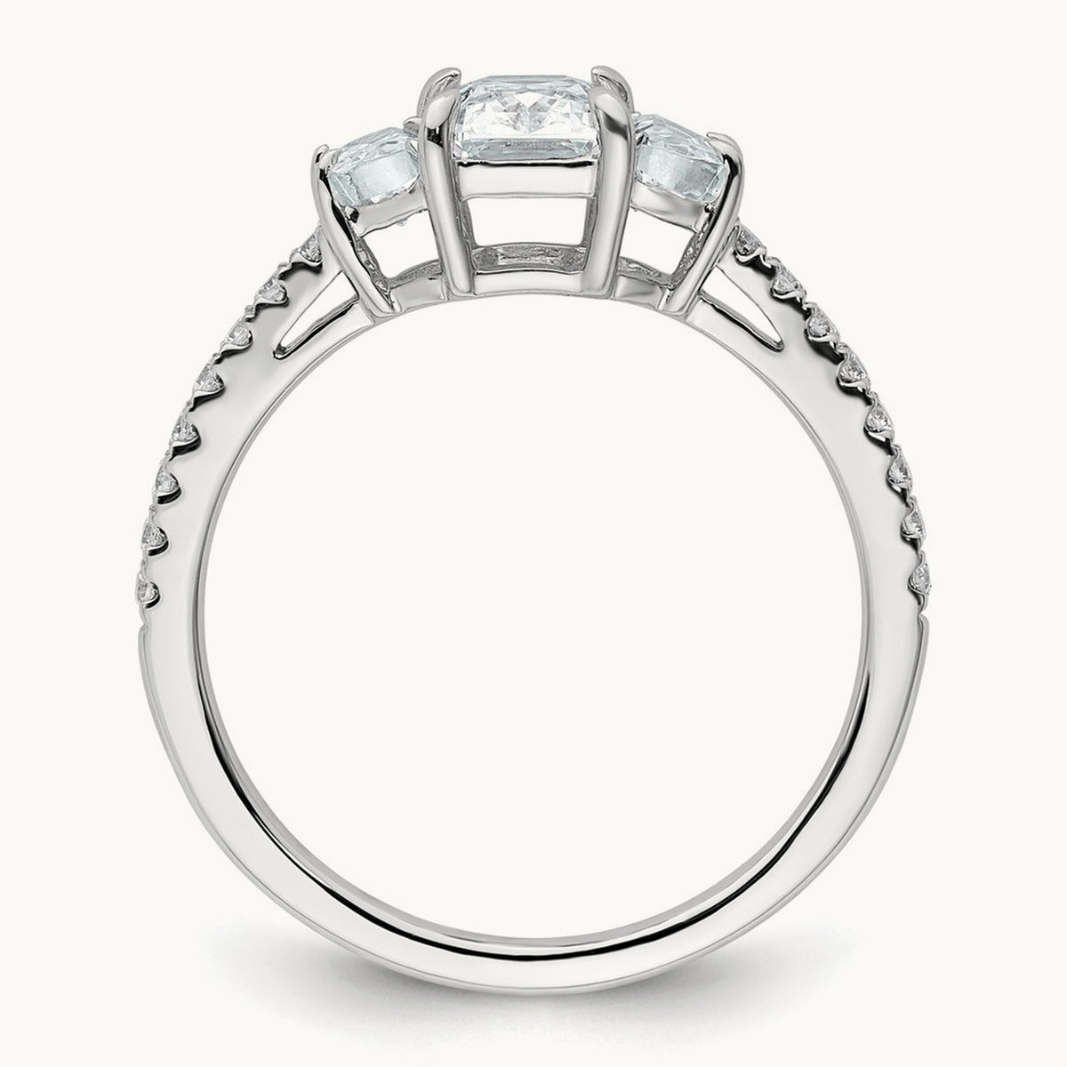 Radiant 3 Stone Engagement Ring, 1.50 ct tw Lab-Grown Diamond — 14K White Gold