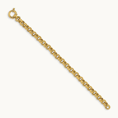 Polished Fancy Rolo Link Bracelet, 14K