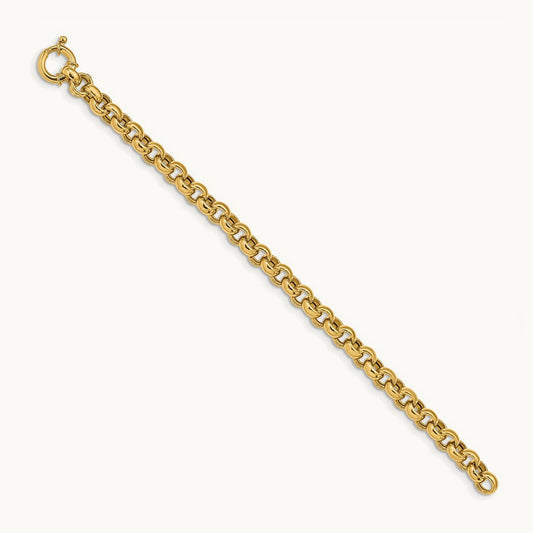 Polished Fancy Rolo Link Bracelet, 14K