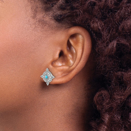 Turquoise and Topaz Earrings — 14K White Gold