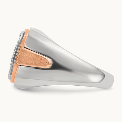 & Rose Gold IBGoodman Men's Polished/Satin Dia Cluster Ring, 14K White
