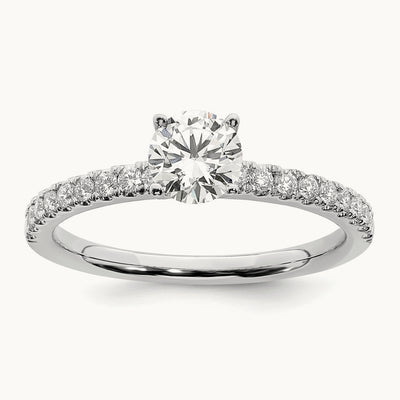 Semi-Mount Round Engagement Ring, 0.75-2.25 ct tw Lab-Grown Diamond — 3/4 ct · VS/SI (Great), 14K White Gold