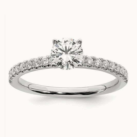 Semi-Mount Round Engagement Ring, 0.75-2.25 ct tw Lab-Grown Diamond — 3/4 ct · VS/SI (Great), 14K White Gold