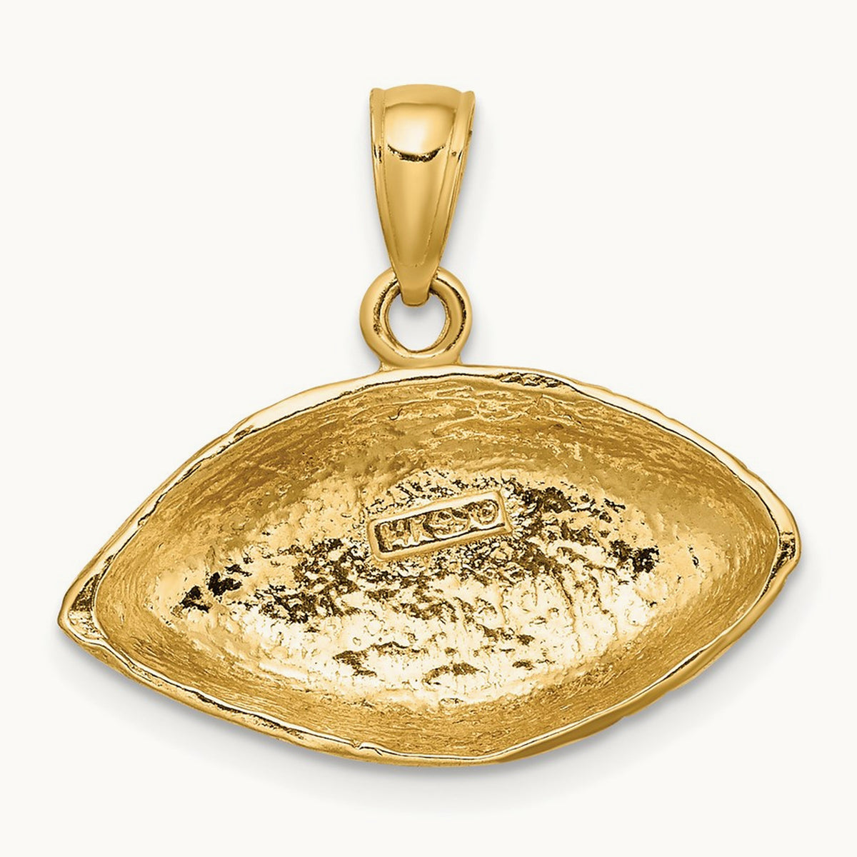 Polished Open-Backed Football Charm, 14K