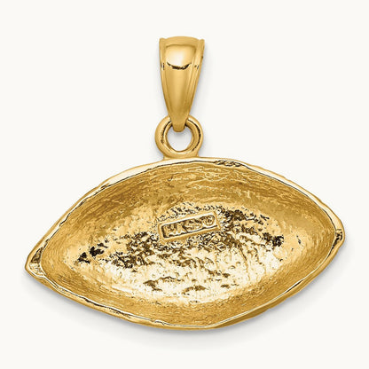 Polished Open-Backed Football Charm, 14K