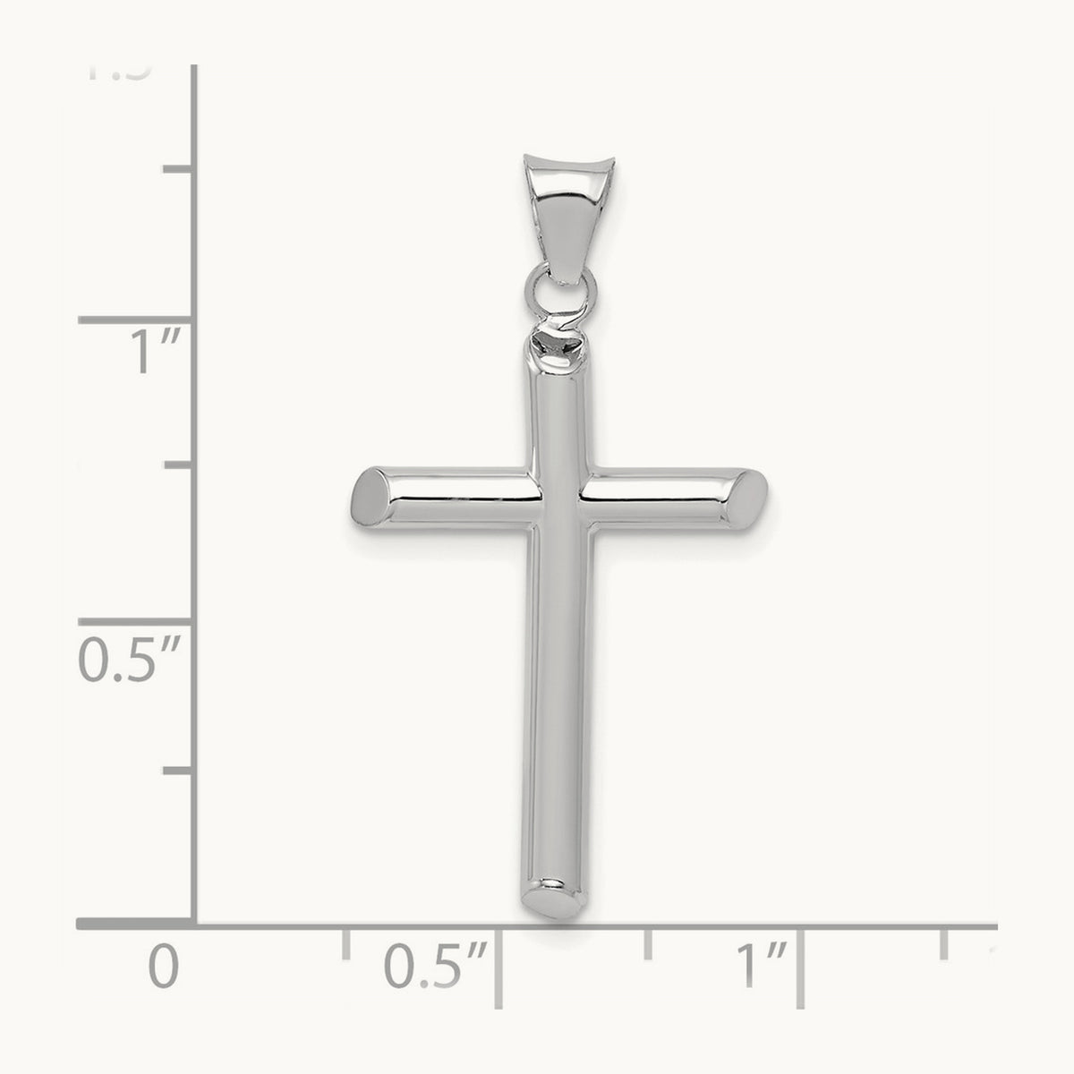 Polished Tube Cross Pendant — 14K White Gold