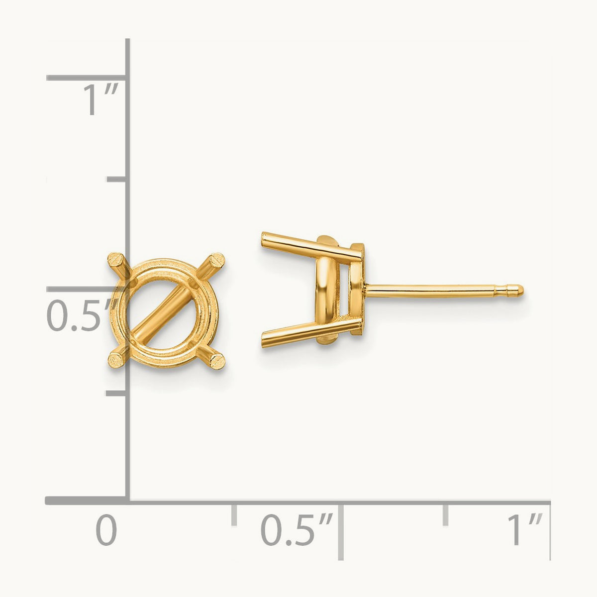 Round Earring Mountings, 7mm, 14K