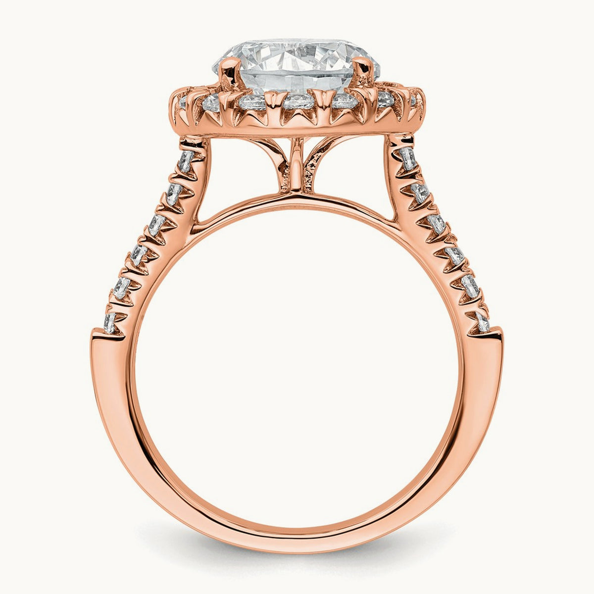 Semi-Mount Engagement Ring, 0.25-0.50 ct tw Lab-Grown Diamond — 5/8 ct (holds 3 ct center) · VS/SI (Great), 14K Rose Gold, 7