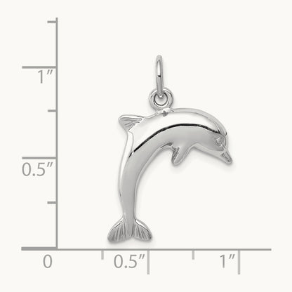 Dolphin Charm, 14K White Gold