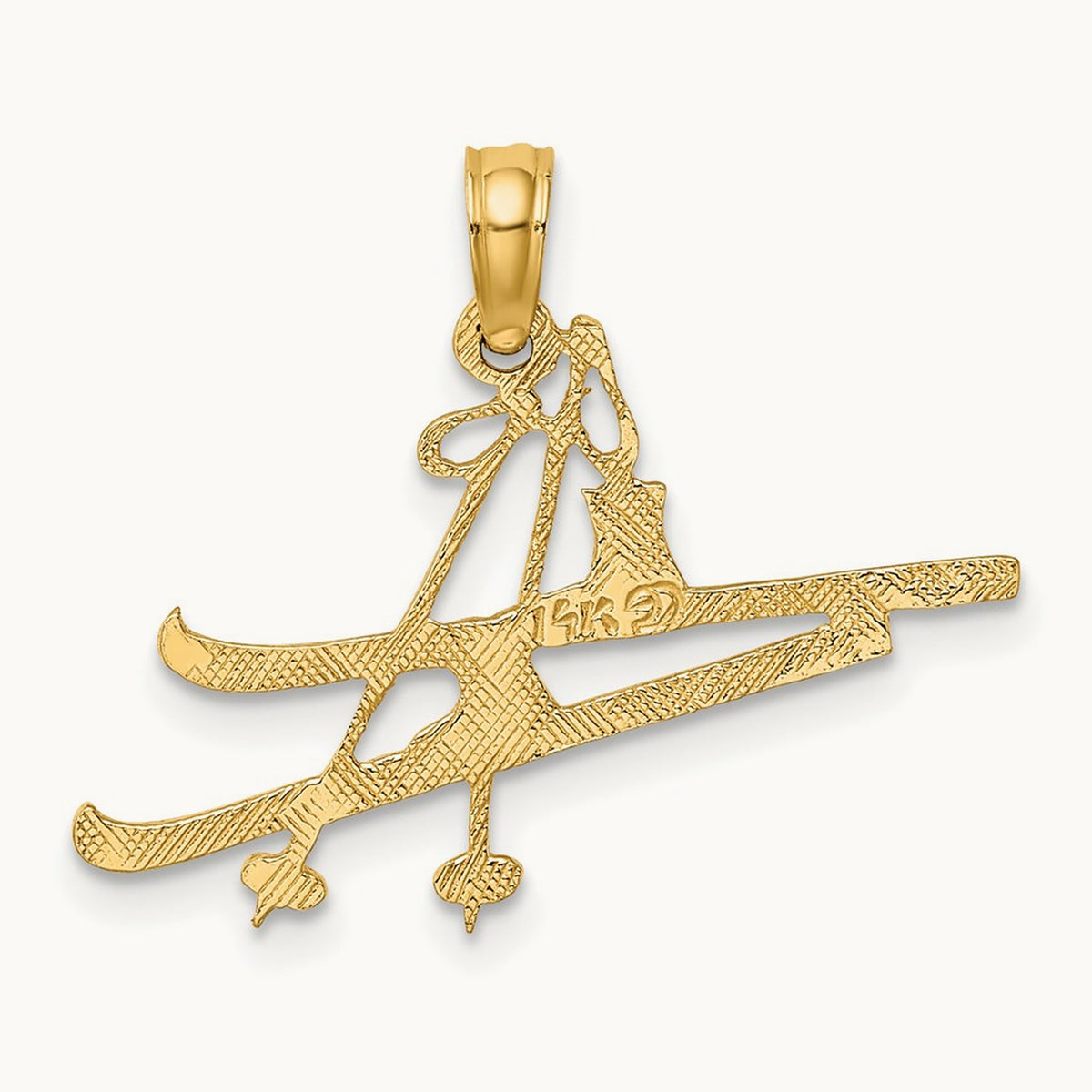 Polished Snow Skis, Boot & Pole Charm, 14K