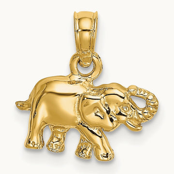 Polished Small Elephant Charm, 14K