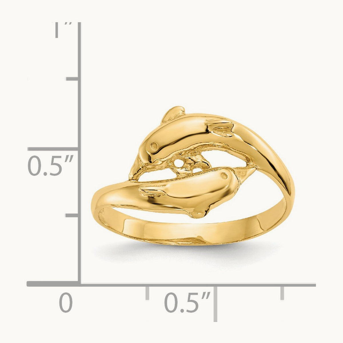 Double Dolphins Ring, 14K