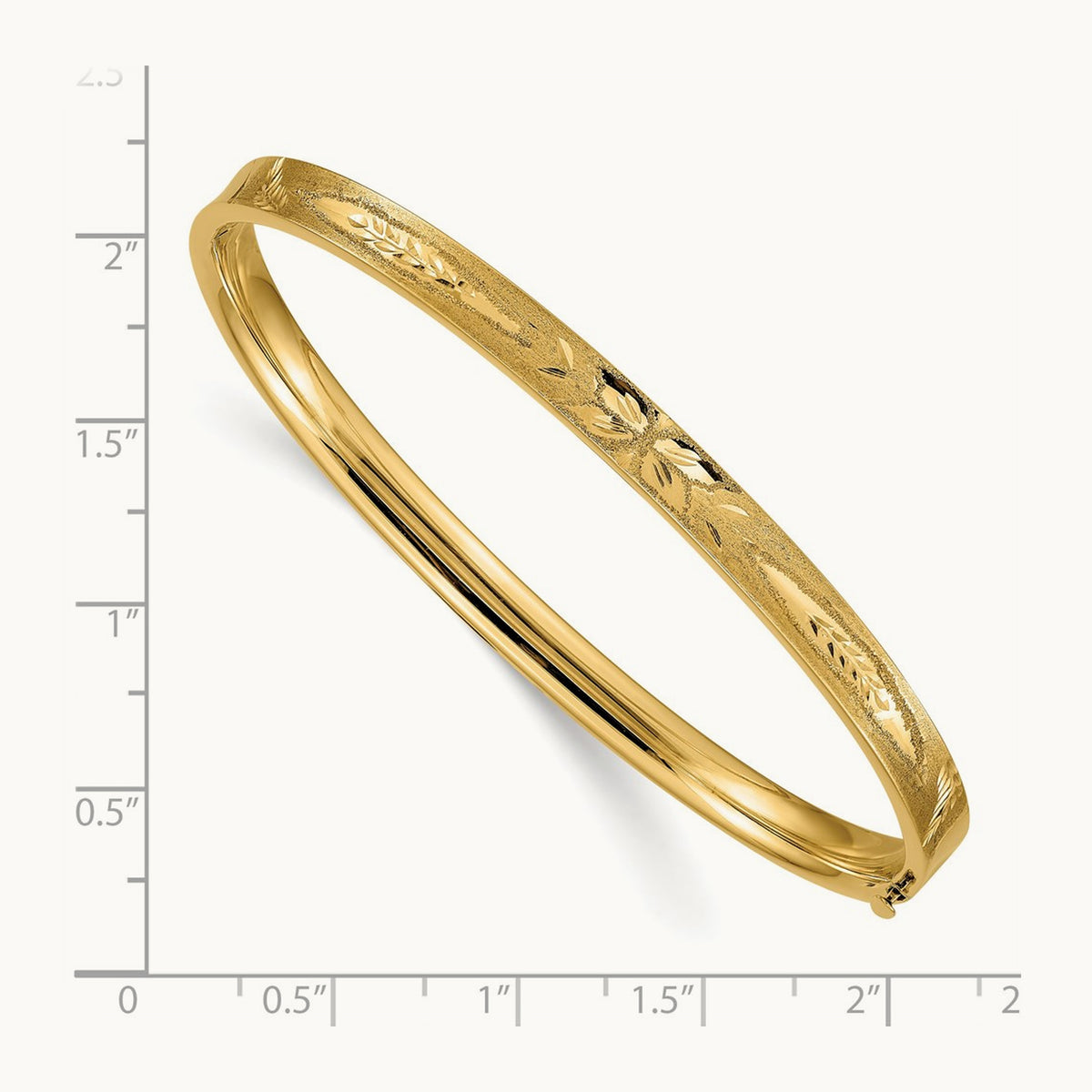 3/16 Oversize Diamond-cut Concave Hinged Bangle Bracelet, 14K