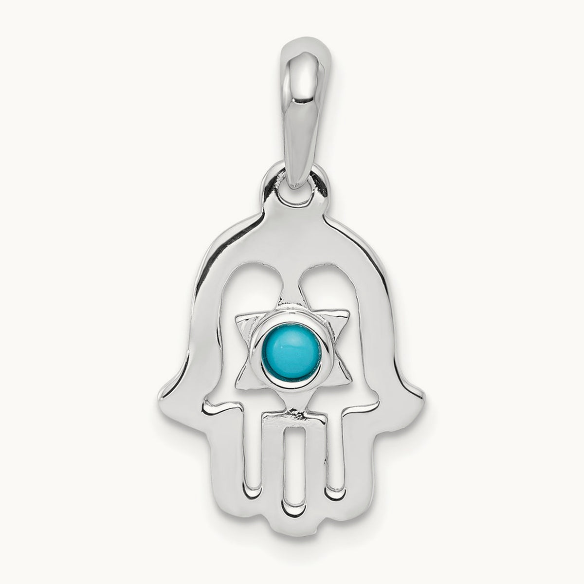 Turquoise Chamseh Pendant — 14K White Gold