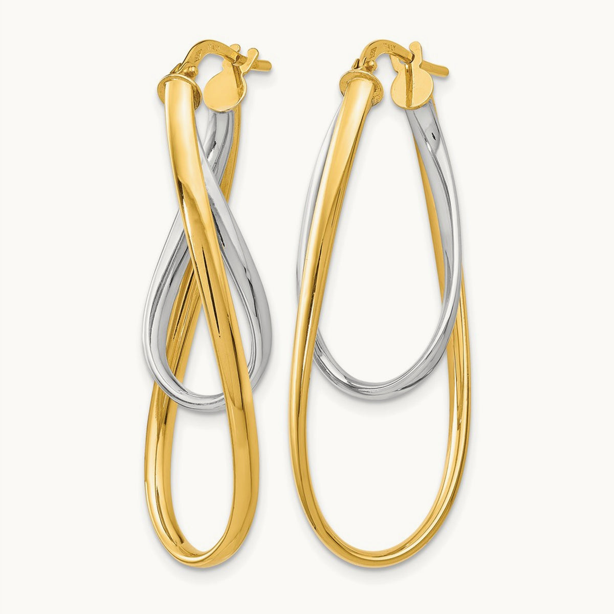 Polished Hoop Earrings, 14K Two-tone — Leslie's