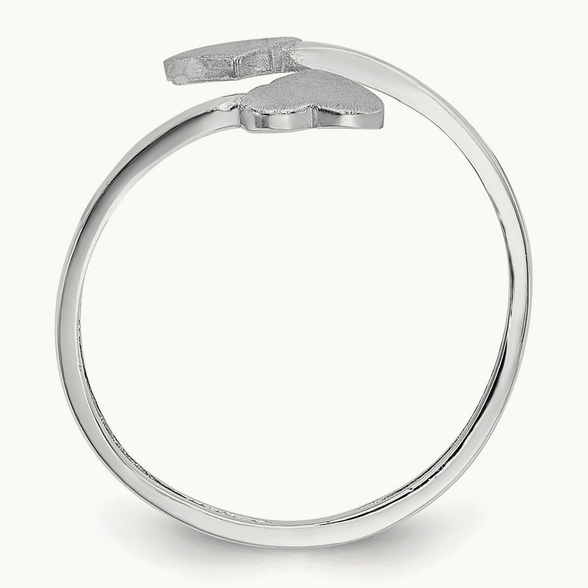 Double Heart Ring, 14K White Gold