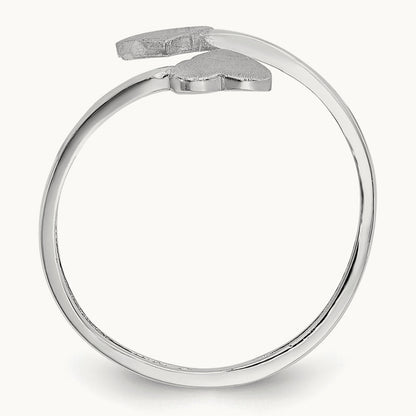 Double Heart Ring, 14K White Gold