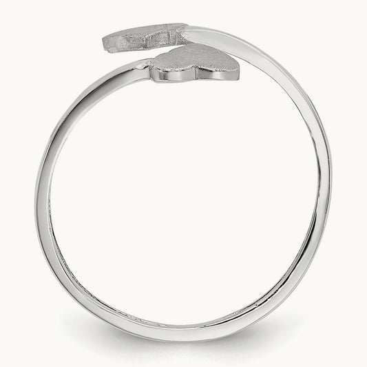 Double Heart Ring, 14K White Gold