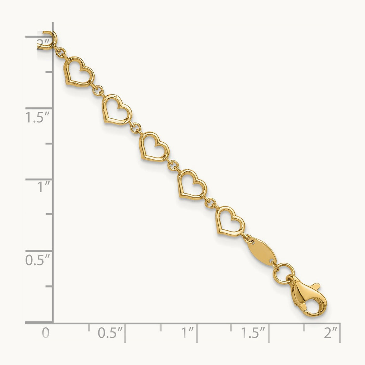 Polished Heart Link Bracelet — 7.5mm