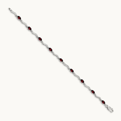 Fancy Diamond and Garnet Bracelet, 14K White Gold
