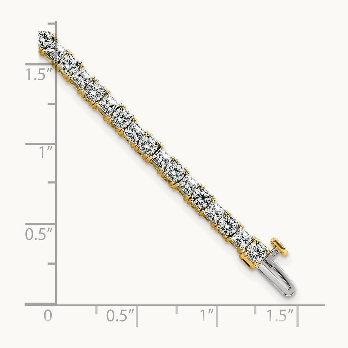 Princess/Round Tennis Bracelet, 7.00 ct tw Lab-Grown Diamond — 14K Yellow Gold