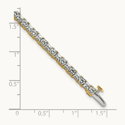 Princess/Round Tennis Bracelet, 7.00 ct tw Lab-Grown Diamond — 14K Yellow Gold