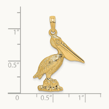 Standing Pelican Charm — 14K Yellow Gold